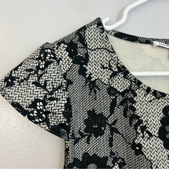 NWT Collective Concepts Black/White Lace Illusion Cap Sleeve Sheath Dress Large - Picture 3 of 9